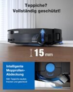 ECOVACS X12 OMNICYCLONE Saugroboter mit Wischfunktion, Blast & 22.000 Pa, FocusJet-System zur Fleckenvorlösung, OZMO Roller 3.0, Ausfahrender Wischmopp, PureCyclone 2.0 Auto-Entleerung, Silberschwarz