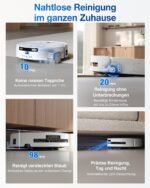 ECOVACS DEEBOT T80 Omni Saugroboter mit Wischfunktion, 18.000 Pa, OZMO Roller Wischwalze mit kontinuierlicher Frischwasser-Selbstreinigung, ZeroTangle 3.0, Moppwäsche mit 40-75℃ heißem Wasser, Weiß