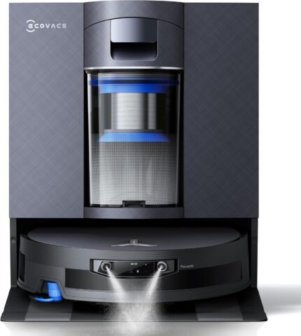 ECOVACS X12 OMNICYCLONE Saugroboter mit Wischfunktion, Blast & 22.000 Pa, FocusJet-System zur Fleckenvorlösung, OZMO Roller 3.0, Ausfahrender Wischmopp, PureCyclone 2.0 Auto-Entleerung, Silberschwarz