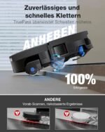 ECOVACS X12 OMNICYCLONE Saugroboter mit Wischfunktion, Blast & 22.000 Pa, FocusJet-System zur Fleckenvorlösung, OZMO Roller 3.0, Ausfahrender Wischmopp, PureCyclone 2.0 Auto-Entleerung, Silberschwarz