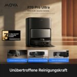 Mova P70 Pro Ultra Saug- & Wischroboter, 30.000Pa Saugkraft, 260U/min Wischmotor, 12N Bodendruck, Seitenbürste & Mopp flexibel erweiterbar, 100°C PTC JetSpray Dryboard, 1 Std. schnelle Mopp-Trocknung
