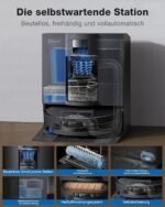 ECOVACS X12 OMNICYCLONE Saugroboter mit Wischfunktion, Blast & 22.000 Pa, FocusJet-System zur Fleckenvorlösung, OZMO Roller 3.0, Ausfahrender Wischmopp, PureCyclone 2.0 Auto-Entleerung, Silberschwarz