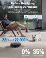 ECOVACS X12 OMNICYCLONE Saugroboter mit Wischfunktion, Blast & 22.000 Pa, FocusJet-System zur Fleckenvorlösung, OZMO Roller 3.0, Ausfahrender Wischmopp, PureCyclone 2.0 Auto-Entleerung, Silberschwarz